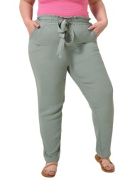 παντελόνι με υφασμάτινη ζώνη φυστικί 24341