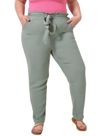 παντελόνι με υφασμάτινη ζώνη φυστικί 24341