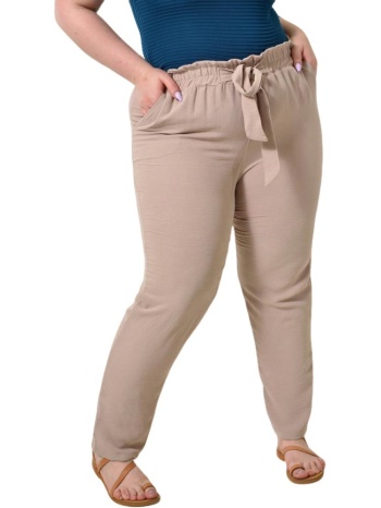 παντελόνι με υφασμάτινη ζώνη μπεζ 24340