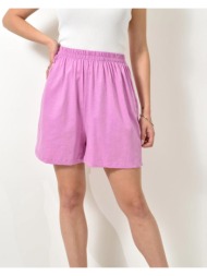 σορτς με λάστιχο στη μέση ροζ 24213