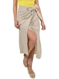 γυναικεία φούστα δεμένη με κόμπο μπεζ 24243