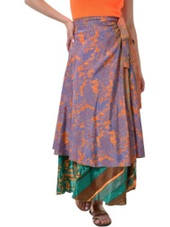 γυναικεία φούστα μεταξωτή διπλής όψεως boho πορτοκαλί 24512