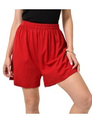 σορτς με λάστιχο στη μέση κόκκινο 24225