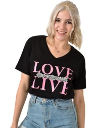 t-shirt με στάμπα `love live` μαύρο 24236
