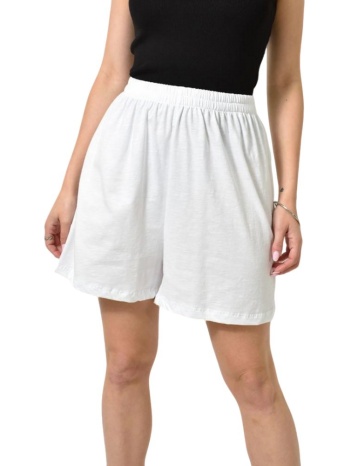 σορτς με λάστιχο στη μέση λευκό 24226