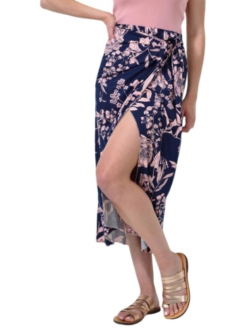 φλοράλ φούστα με δέσιμο στη μέση μπλε σκούρο 24479