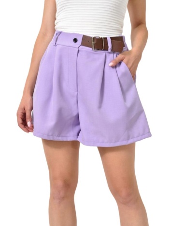 ψηλόμεσο σορτς με διακοσμητική ζώνη λιλά 24696