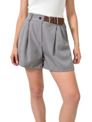 ψηλόμεσο σορτς με διακοσμητική ζώνη γκρι 24699
