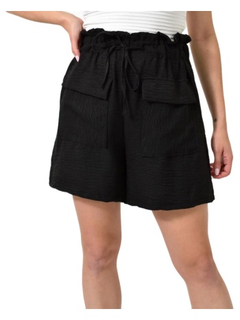 σορτς με δέσιμο και τσέπες μαύρο 24685