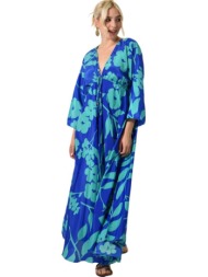μάξι φόρεμα με λουλουδάτο σχέδιο μπλε 24713