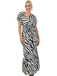 μάξι φόρεμα με ζεβρέ σχέδιο μαύρο 24727