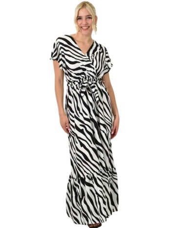 μάξι φόρεμα με ζεβρέ σχέδιο μαύρο 24727