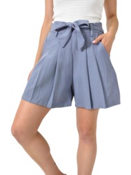 σορτς με ζώνη και πιέτες μπλε 24690