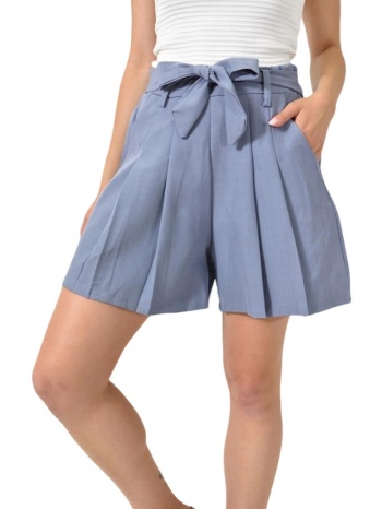 σορτς με ζώνη και πιέτες μπλε 24690