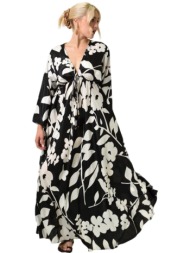μάξι φόρεμα με λουλουδάτο σχέδιο μαύρο 24711