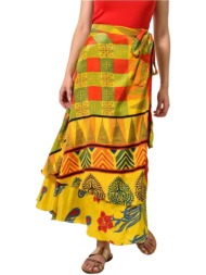 γυναικεία φούστα μεταξωτή διπλής όψεως boho κίτρινο 24646