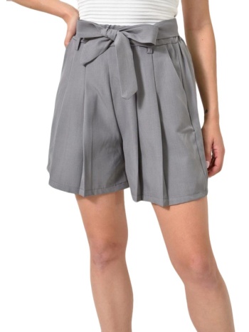 σορτς με ζώνη και πιέτες γκρι 24693