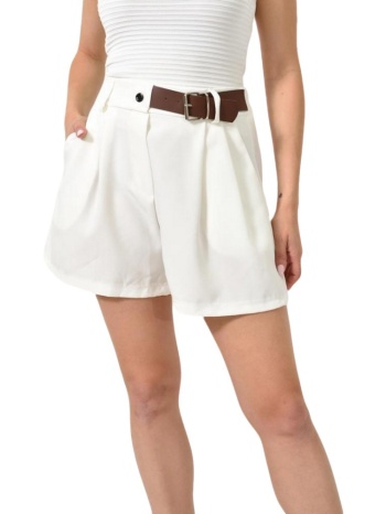 ψηλόμεσο σορτς με διακοσμητική ζώνη λευκό 24701