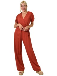 γυναικεία ολόσωμη φόρμα κρουαζέ κεραμιδί 24917