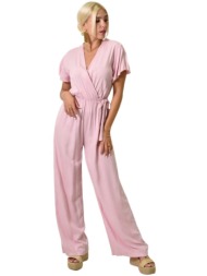 γυναικεία ολόσωμη φόρμα κρουαζέ ροζ 24919