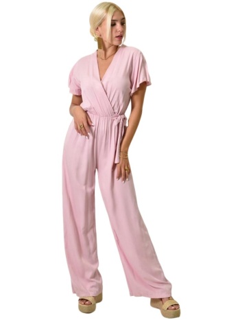 γυναικεία ολόσωμη φόρμα κρουαζέ ροζ 24919