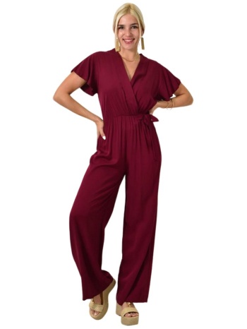 γυναικεία ολόσωμη φόρμα κρουαζέ μπορντώ 24921