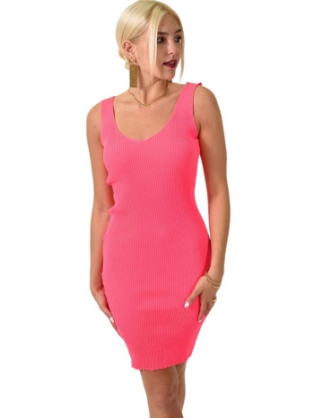 midi φόρεμα μονόχρωμο ροζ 24945