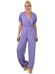 γυναικεία ολόσωμη φόρμα κρουαζέ λιλά 24923