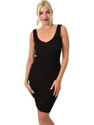 midi φόρεμα μονόχρωμο μαύρο 24946