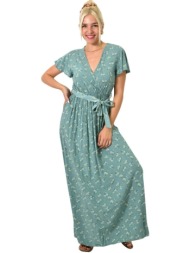 φόρεμα φλοράλ κρουαζέ πετρόλ 24975