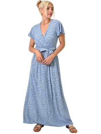 φόρεμα φλοράλ κρουαζέ σιέλ 24973