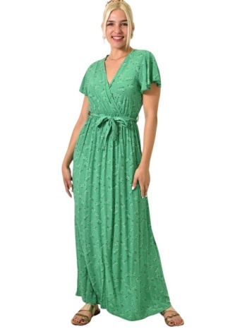 φόρεμα φλοράλ κρουαζέ πράσινο 24978