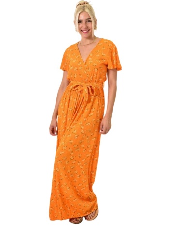 φόρεμα φλοράλ κρουαζέ πορτοκαλί 24979