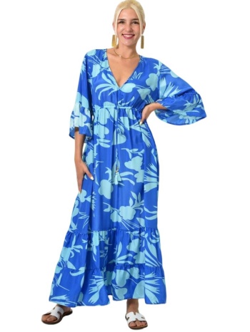 φόρεμα με τροπικό σχέδιο μπλε ρουά 25206