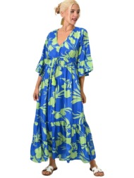 φόρεμα με τροπικό σχέδιο πράσινο 25207