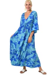 φόρεμα με τροπικό σχέδιο γαλάζιο 25208