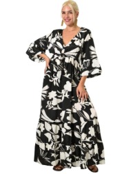 φόρεμα με τροπικό σχέδιο μαύρο 25210