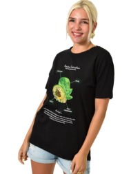 γυναικείο t-shirt με τύπωμα αβοκάντο μαύρο 25518