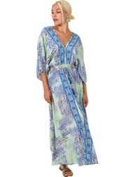 maxi φόρεμα με v λαιμόκοψη μπλε σκούρο 25428