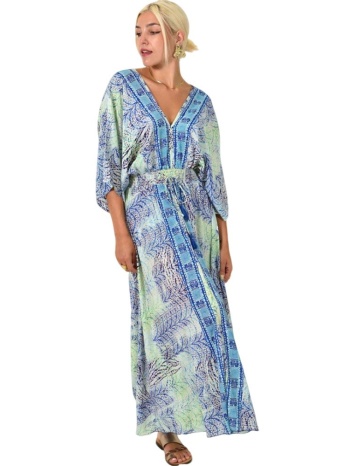 maxi φόρεμα με v λαιμόκοψη μπλε σκούρο 25428