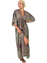 εντυπωσιακό μακρύ φόρεμα με μοτίβο πέισλεϊ μωβ 25450