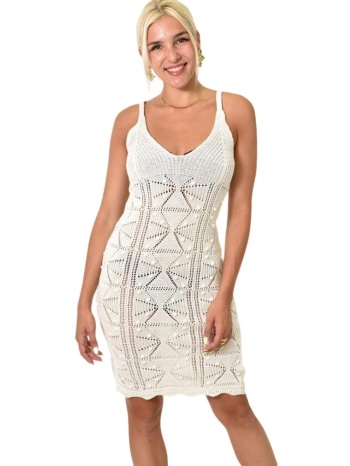 πλεκτό καλοκαιρινό φόρεμα λευκό 25595