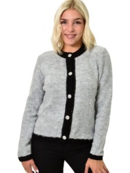 κομψή ζακέτα με κουμπιάμε στρας γκρι 25761