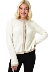 κομψή ζακέτα με κουμπιάμε στρας λευκό 25762