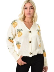 πλεκτή ζακέτα με κουμπιά και ανανάδες εκρού 25764