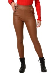 ψηλόμεσο κολάν με διακοσμητικά κουμπιά καφέ 25872