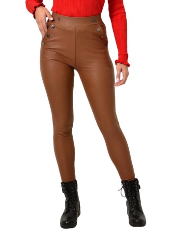 ψηλόμεσο κολάν με διακοσμητικά κουμπιά καφέ 25872