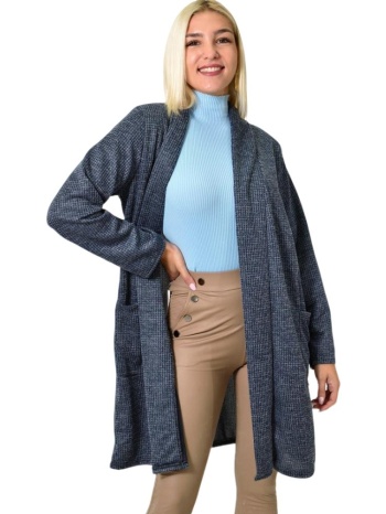 μακρύ πλεκτό μπλέιζερ μπλε σκούρο 25887