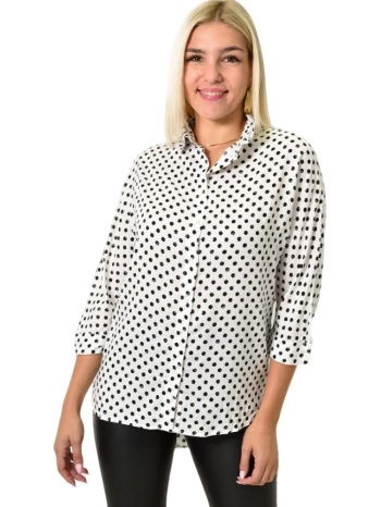 ασσύμετρο πουκάμισο πουά λευκό 25905