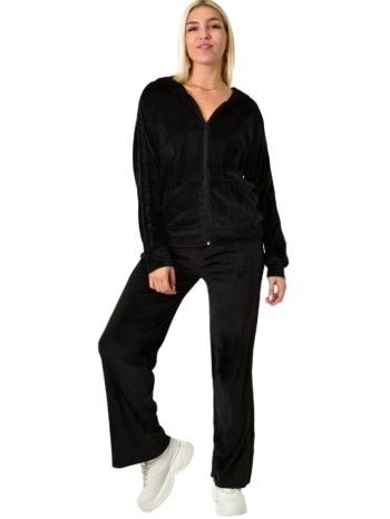 σετ βελουτέ φόρμα με σχέδιο μαύρο 25919